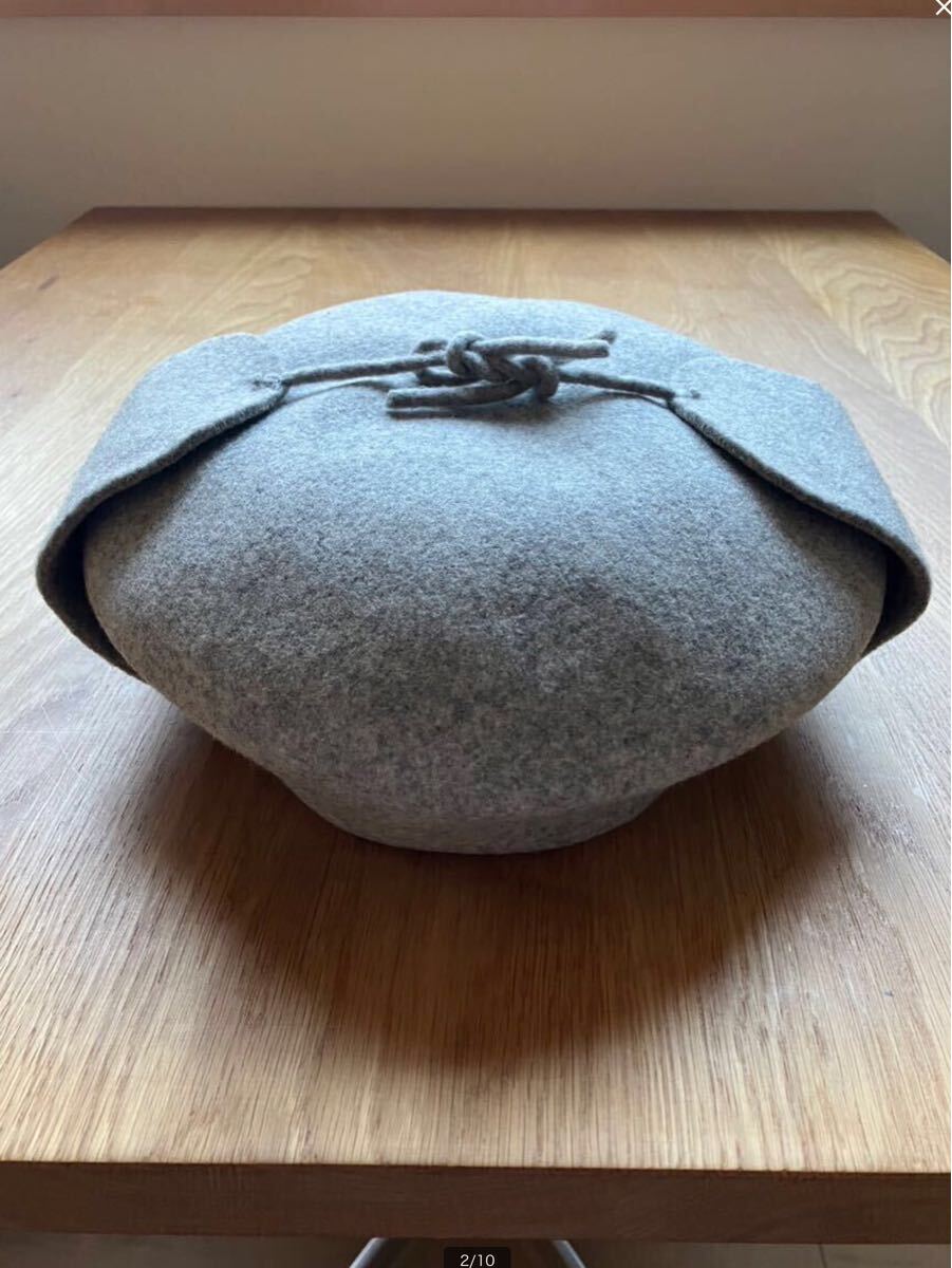 Override オーバーライド ベレー帽(耳当て・アゴ紐付き)ライトグレー WOOL100% 日本製 サイズ58cm 下げ札付き(未使用)拍卖