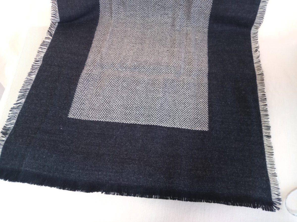 13020 ★★ CITTA DI VENZIA ウール混フリンジデザインマフラー イタリア製拍卖