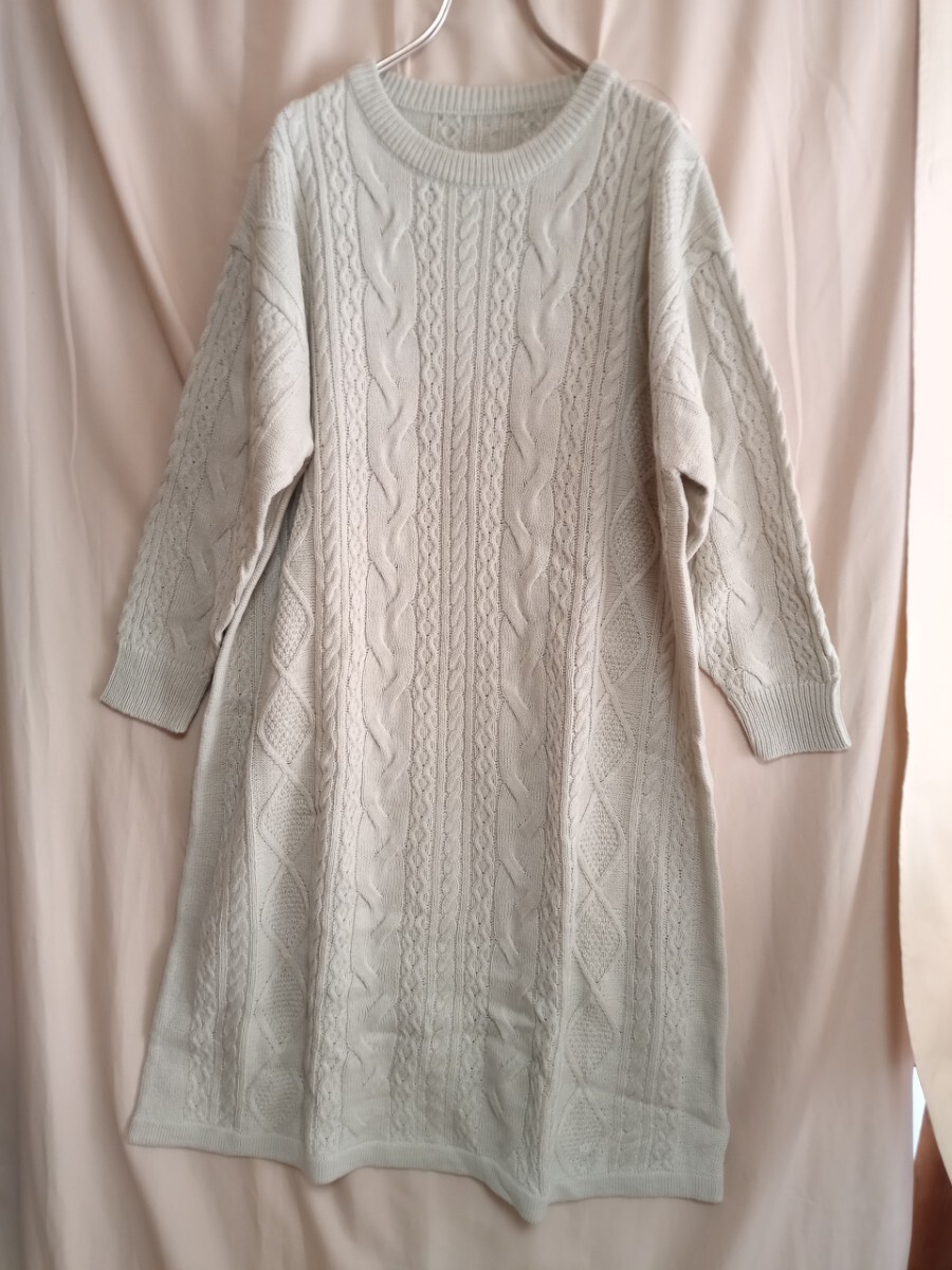 13294 ★★ ケーブル編みニットワンピース 長袖 新品拍卖