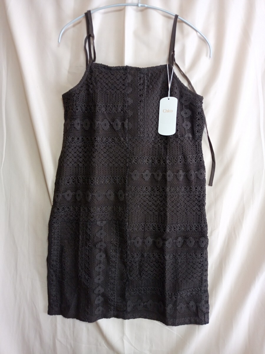 13091 ★★ Chicoバックリボンミニキャミワンピース サイズF 新品拍卖