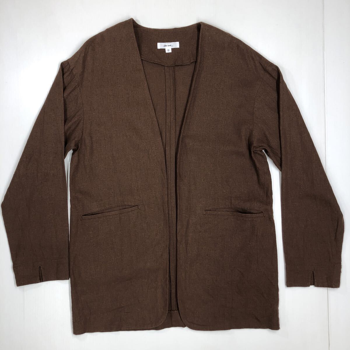 niko and... ニコアンド 長袖ジャケット 麻混 羽織り ブラウン カーディガン サイズ3 ポケット 59-48拍卖