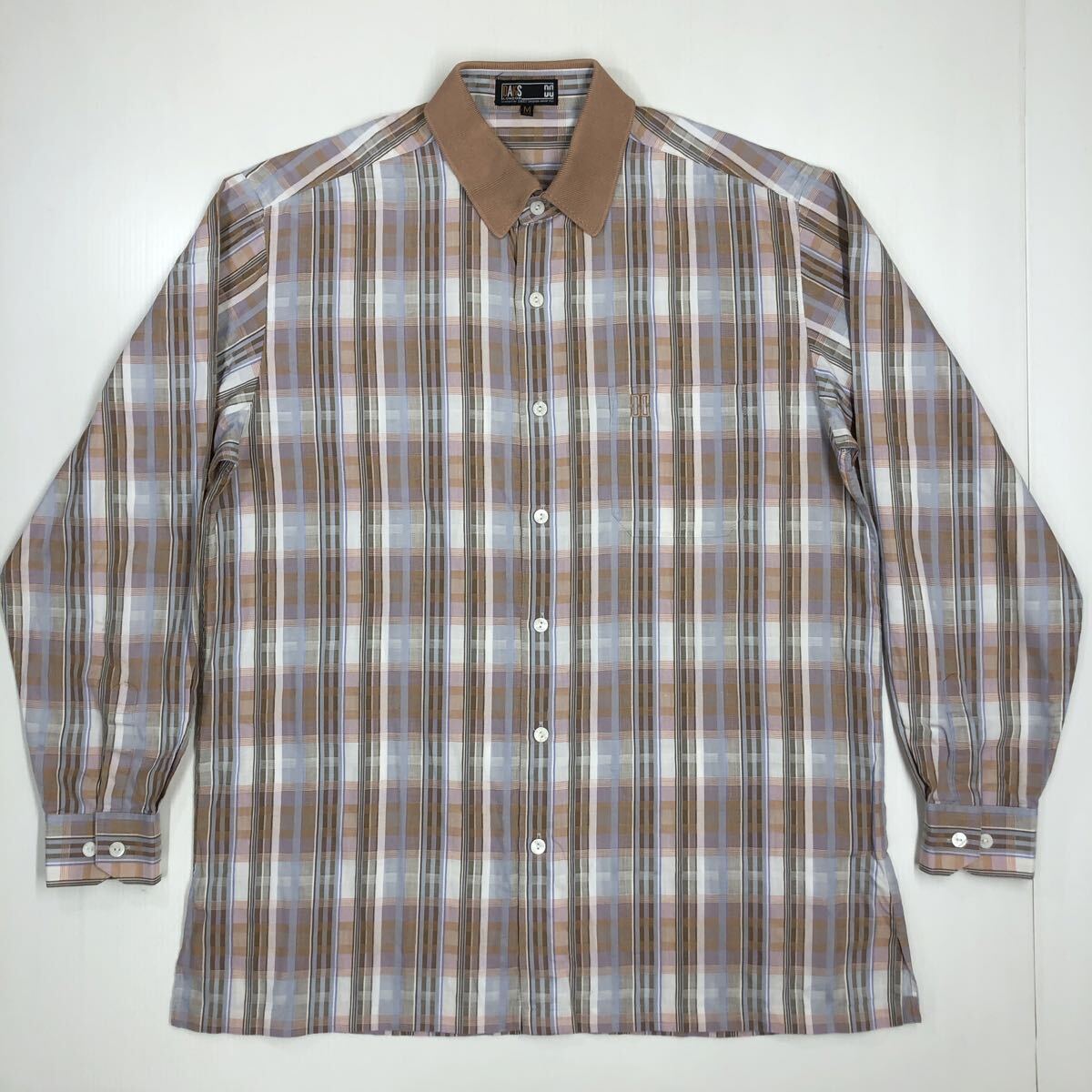 DAKS GOLF ダックス 長袖シャツ チェック柄 胸ポケット メンズ Mサイズ 59-50拍卖