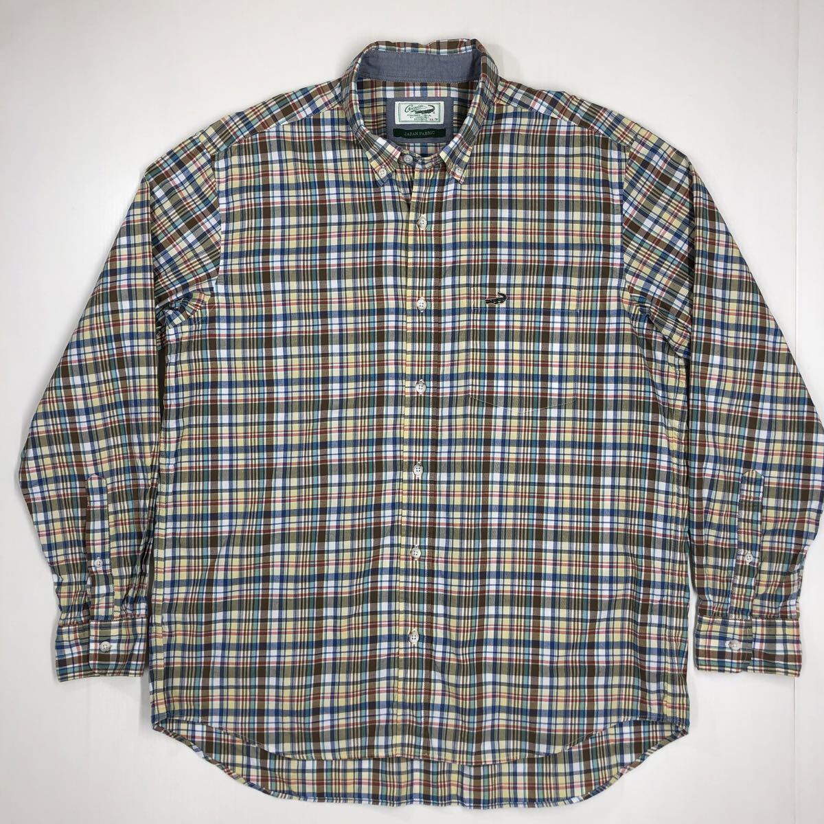 crocodile クロコダイル 長袖シャツ ボタンダウン チェック柄 胸ポケット ワニ 大きいサイズ LL(XL)サイズ 59-53拍卖