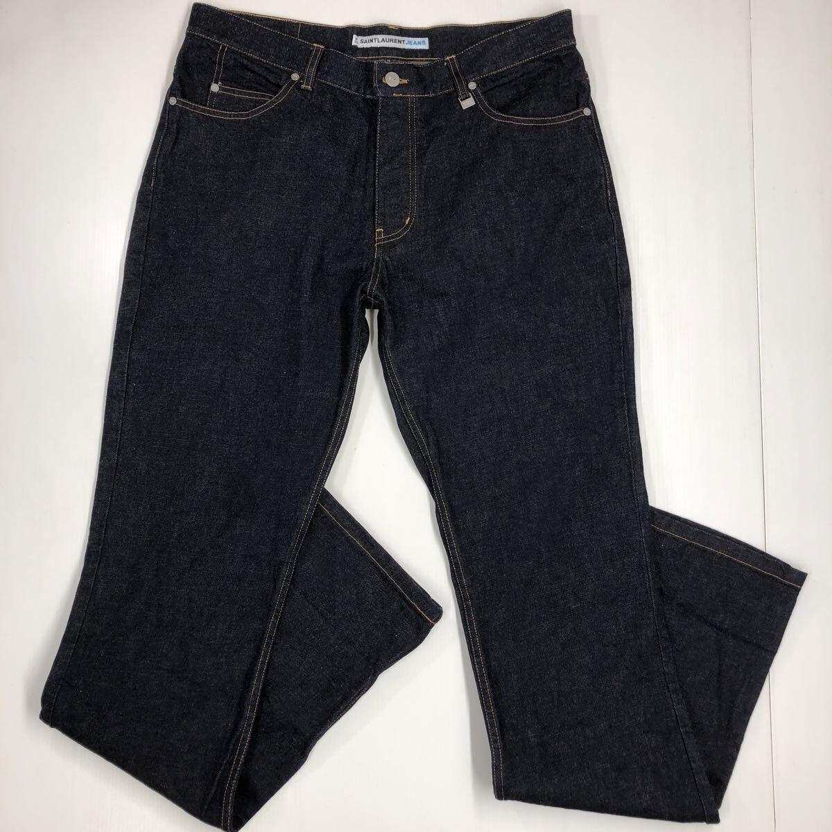 良品 SAINTLAURENT JEANS サンローラン デニムパンツ ジーパン 濃紺 ボタンフライ W36 ポーランド製 59-63拍卖