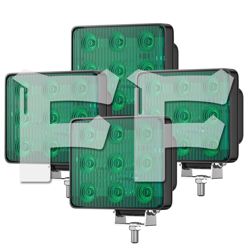 送料無料● 18W ストロボ フラッシュ 警告灯 緊急灯 警告ビーコン グリーン 12V/24V LED 作業灯 トラック ボート 建設機械 工事現場 4個拍卖