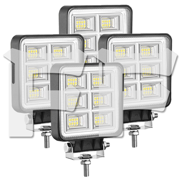 送料無料.. LEDワークライト 作業灯 144W 4インチ 照射角度145° ホワイト 6500K 投光器 補助灯 前照灯 照明 新品 6G-144W 12V/24V 4個拍卖