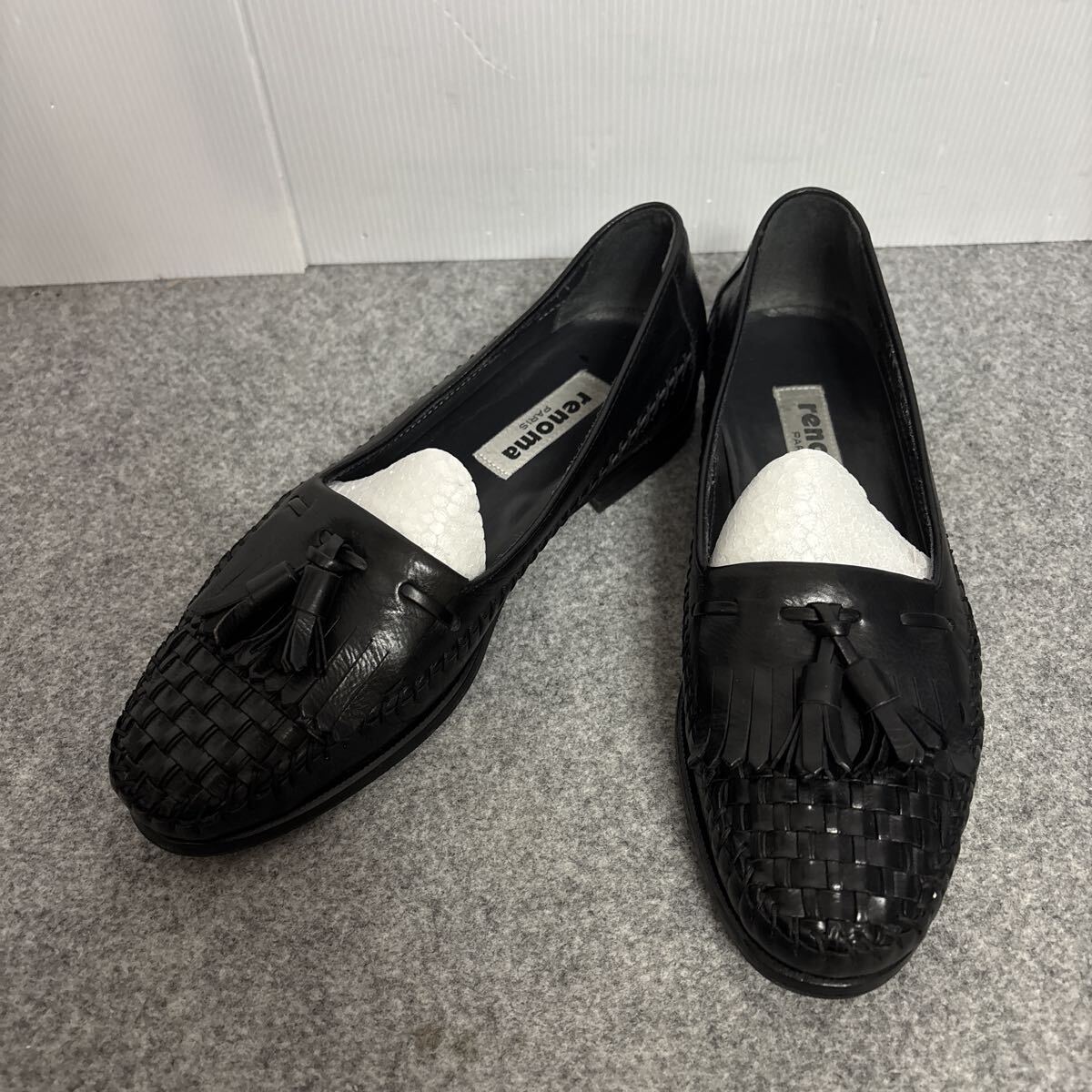 W702 renoma レノマ タッセルローファー ローファー 革靴 レザーシューズ 24cm ブラック拍卖