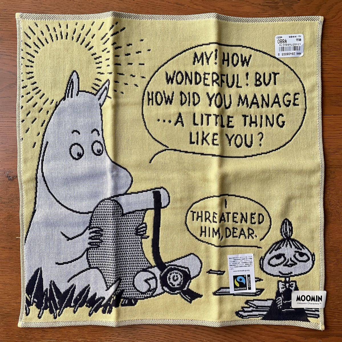 MOOMIN 川辺 日本製 三重ガーゼハンカチ フェアトレードコットン ムーミンとリトルミイ イエロー ムーミン拍卖