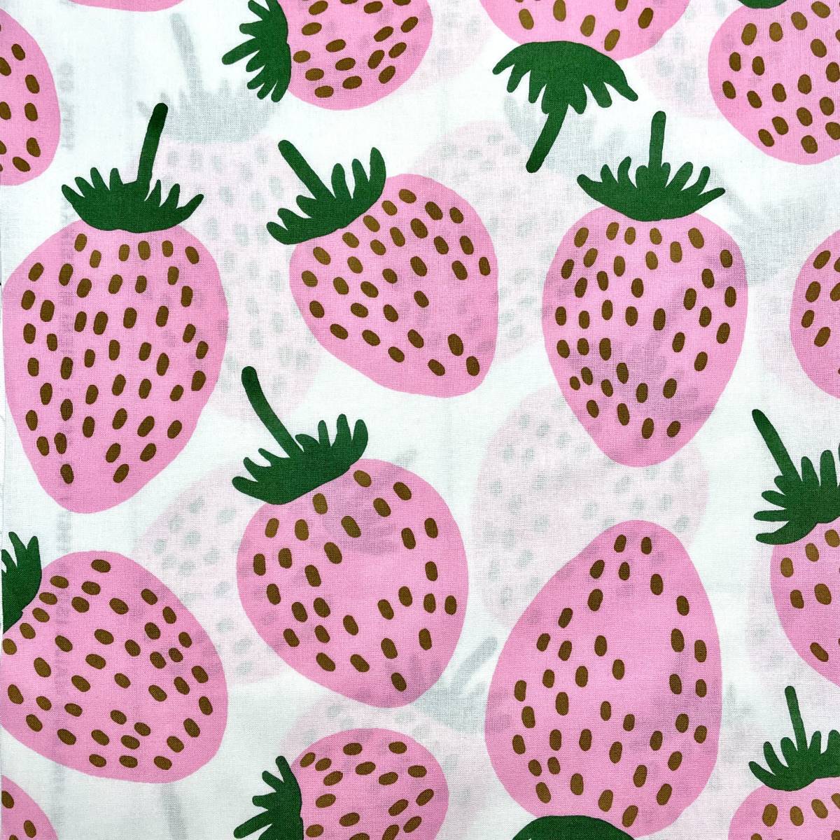 marimekko ハーフカットクロス/はぎれ マンシッカ ホワイト×ライトレッド×ブラウン 68×50cm マリメッコ拍卖