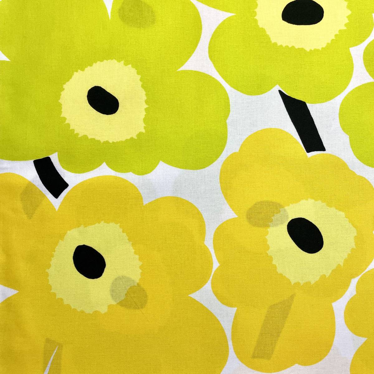 marimekko カットクロス/はぎれ ピエニウニッコ ホワイト×イエロー×ライム 廃番色 全幅136×39cm マリメッコ拍卖