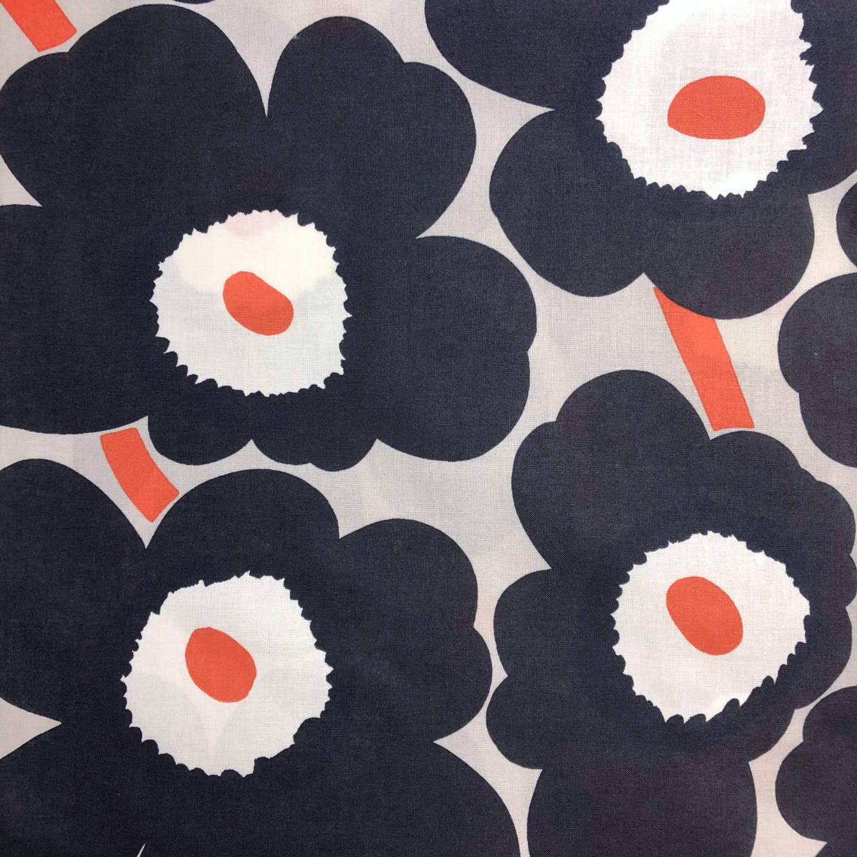marimekko ハーフカットクロス/はぎれ ピエニウニッコ グレー×オレンジ 廃番色 68×50cm マリメッコ拍卖