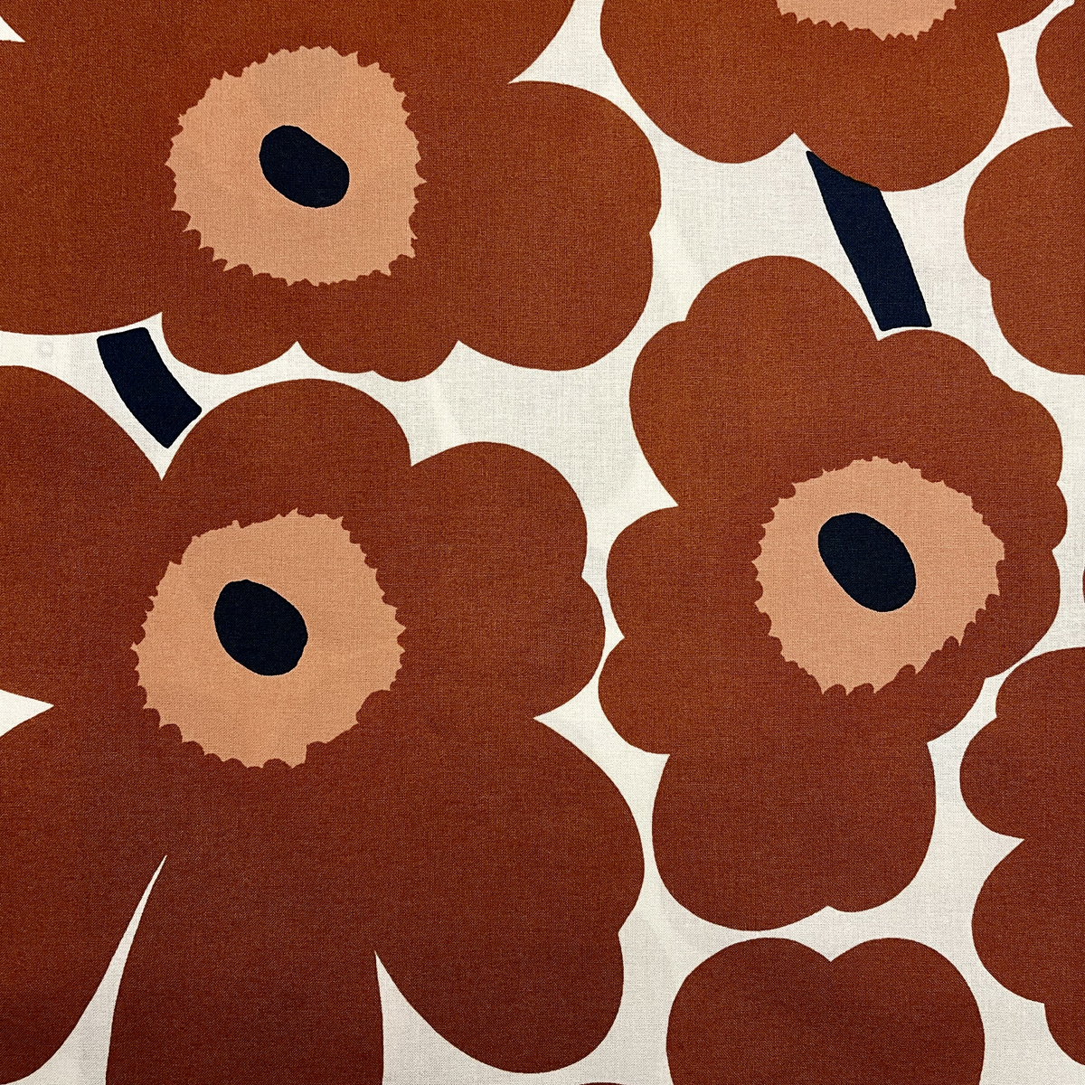 marimekko ハーフカットクロス/はぎれ ピエニウニッコ ベージュ×チェスナット×ダークブルー 68×50cm マリメッコ拍卖