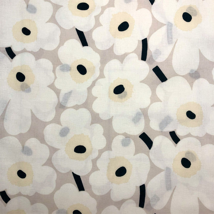 marimekko ハーフカットクロス/はぎれ ミニウニッコ ベージュ×ナチュラルホワイト×ダークグリーン 68×55cm マリメッコ拍卖