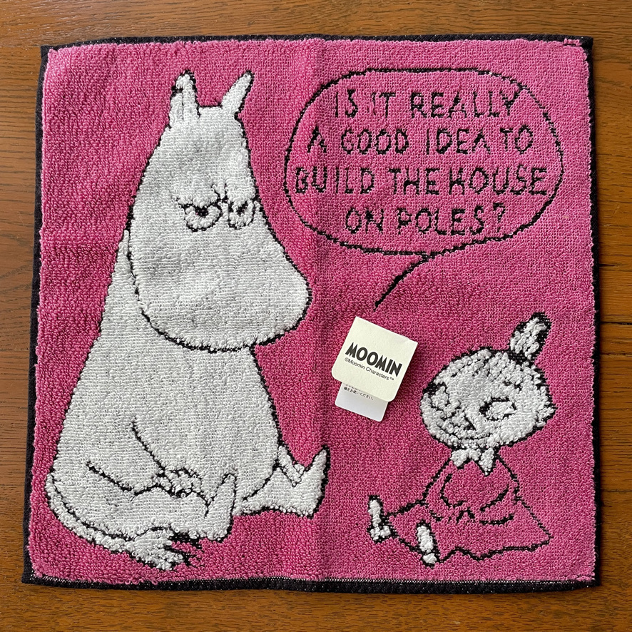 MOOMIN 川辺 タオルハンカチ スピーチバブル 濃ピンク ムーミン拍卖