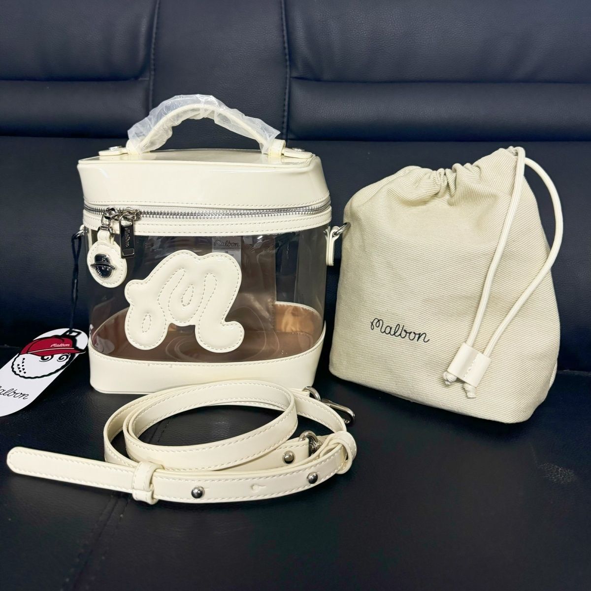 新入荷 マルボンゴルフ malbon golf ゴルフ ショルダーバッグ トートバッグ バケツバッグ 透明×ベージュ ss0370 拍卖
