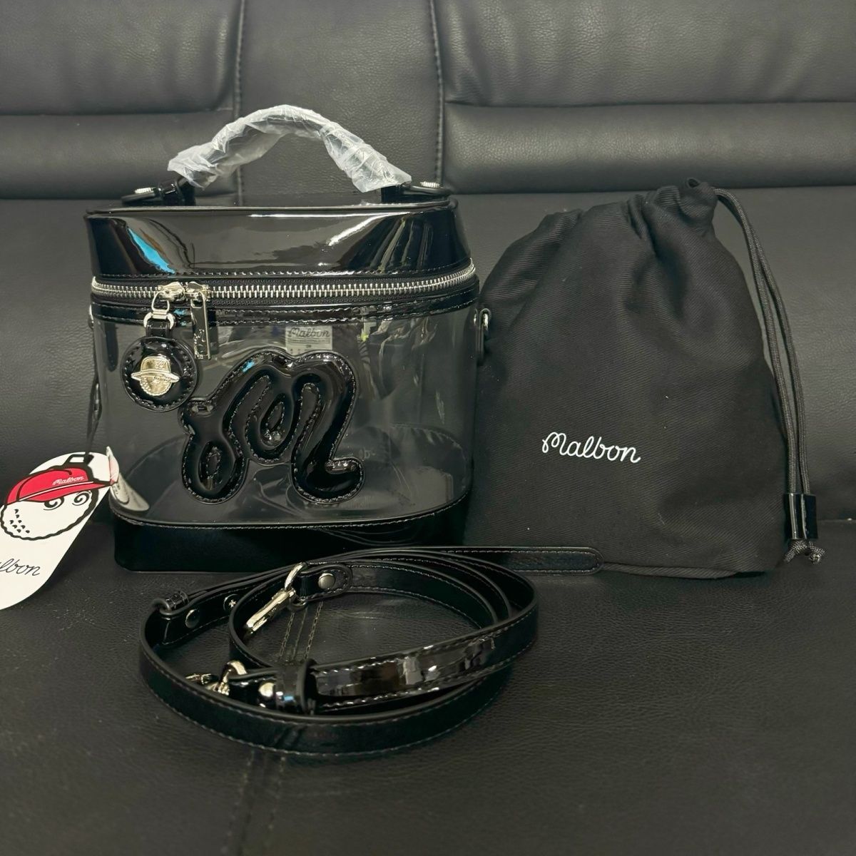 新入荷 マルボンゴルフ malbon golf ゴルフ ショルダーバッグ トートバッグ バケツバッグ 透明×ベージュ ss0369拍卖