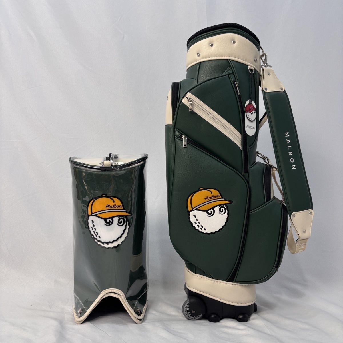 マルボンゴルフ malbon golf キャディバッグ キャスター付き キャリーバッグ グリーン sk0344-6拍卖