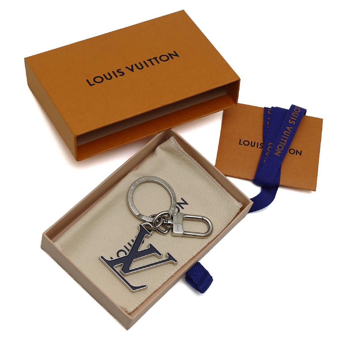 中古品 ルイヴィトン ポルト クレ・LVインレイ ブラック キーホルダー キーリング チャーム M68666拍卖