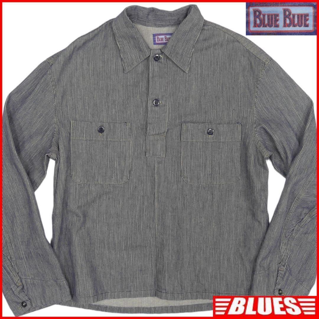 即決★BLUE BLUE★メンズM シャツ ブルーブルー ヒッコリー デニム 長袖 ワークシャツ拍卖