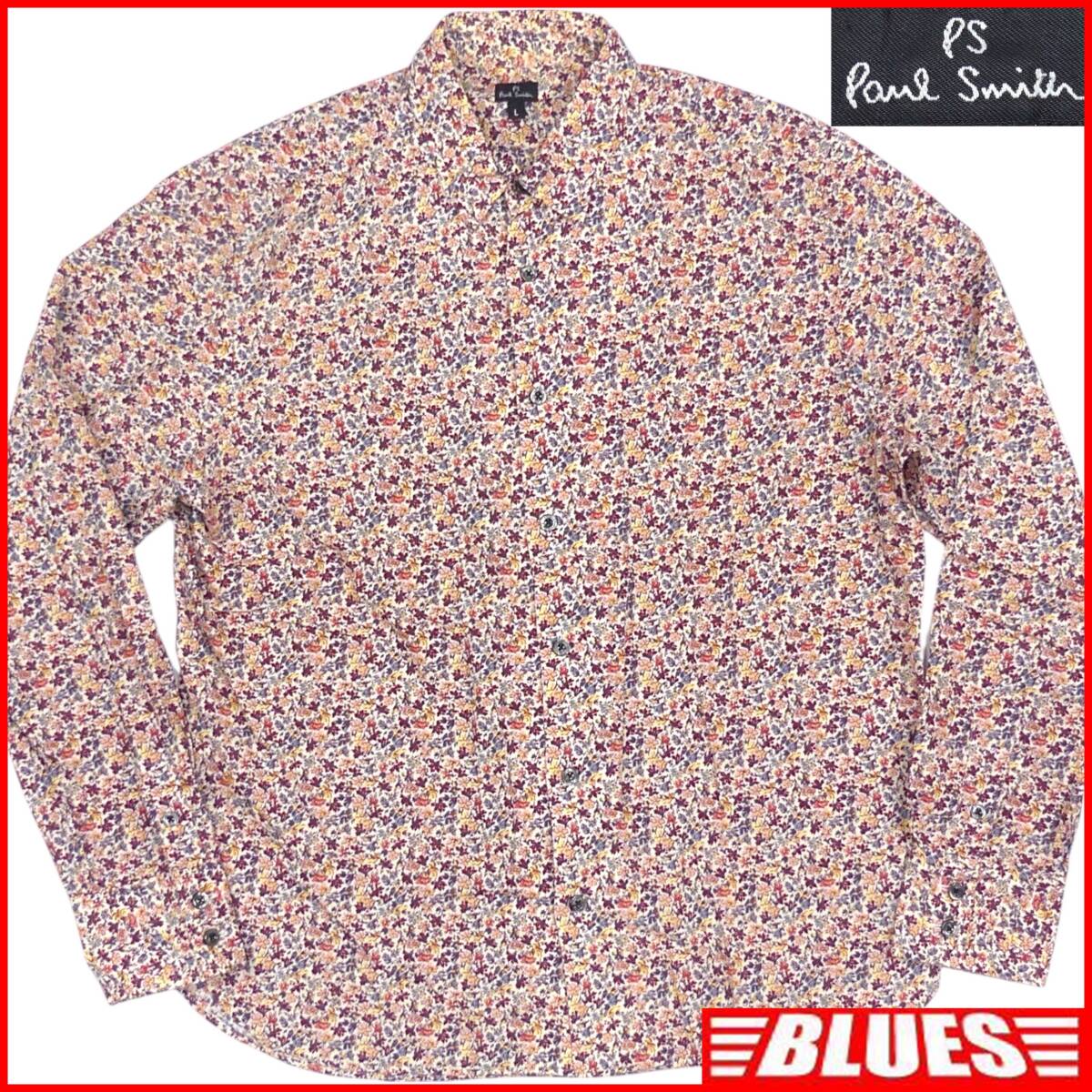 即決★Paul Smith★メンズ L シャツ ポールスミス 日本製 長袖 花柄 総柄 ドレスシャツ 長袖シャツ拍卖