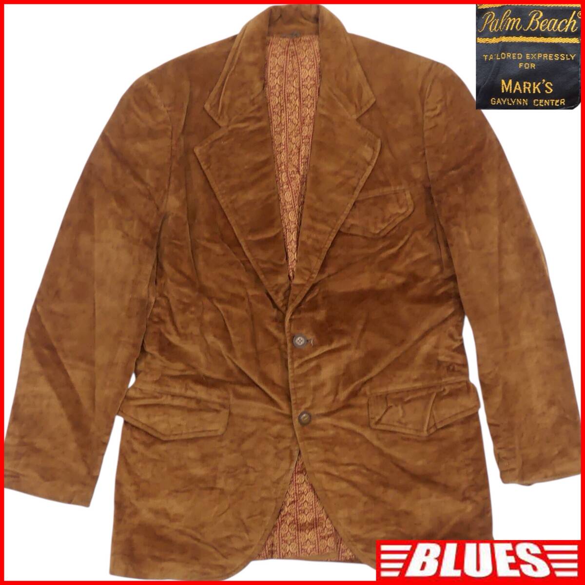 即決★Palm Beach★メンズ M テーラードジャケット パームビーチ 70s ヴィンテージ 茶 ブレザー スーツ 上着 アウター拍卖