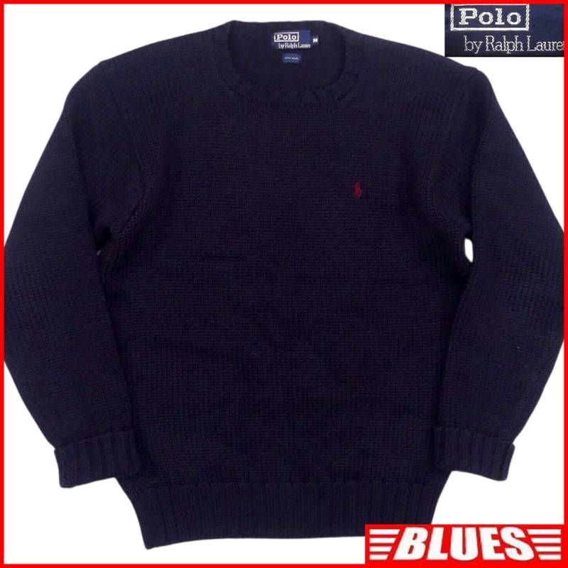即決★POLO RALPH LAUREN★メンズ M ニット セーター ラルフローレン 紺 ネイビー ウール ポニー 刺繍拍卖