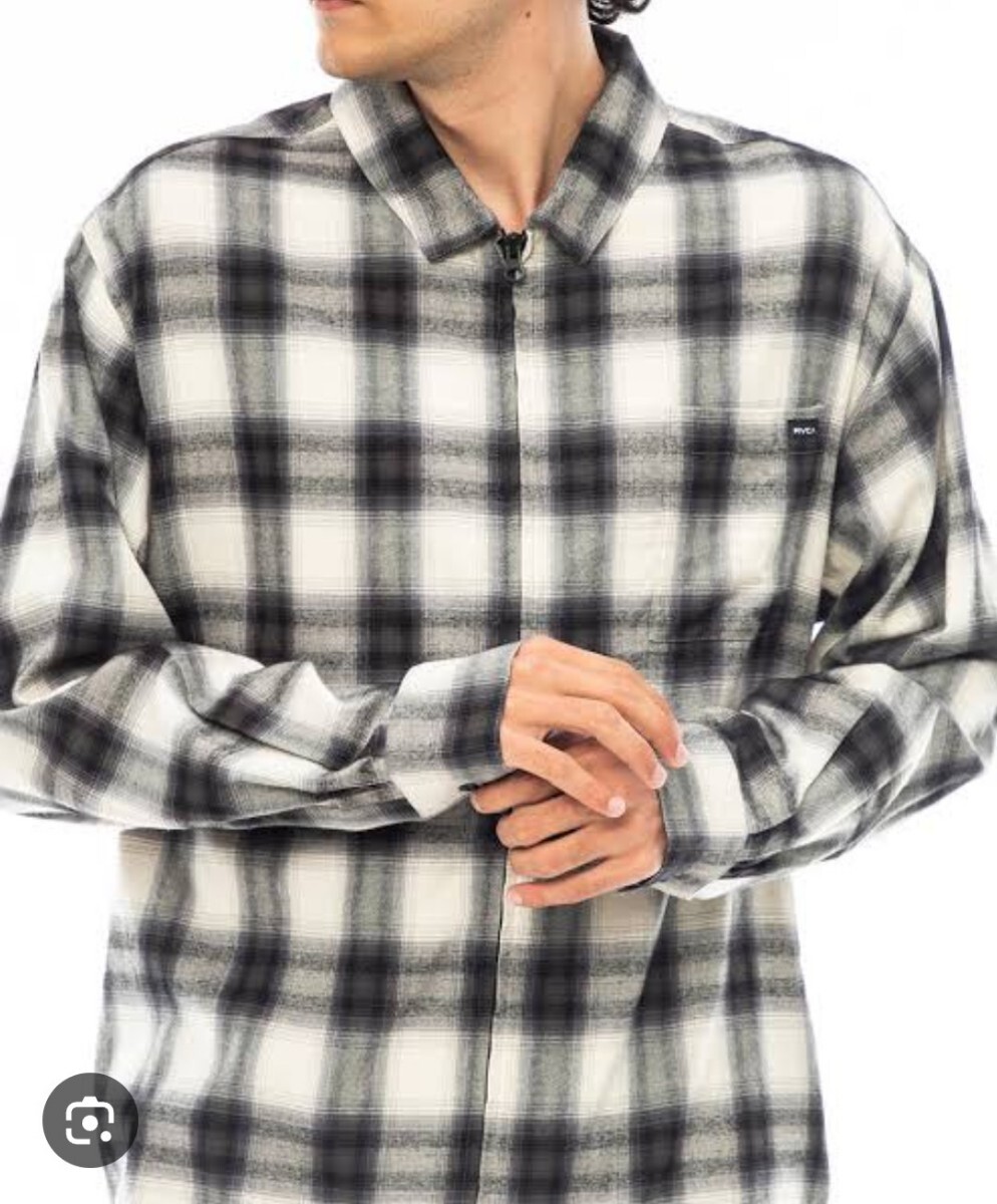 RVCA メンズ ABOBE SHIRT ロングスリーブシャツ 2023年モデル ネルシャツ オンブレチェック 長袖シャツ フロントジップ Lサイズ ルーカ拍卖