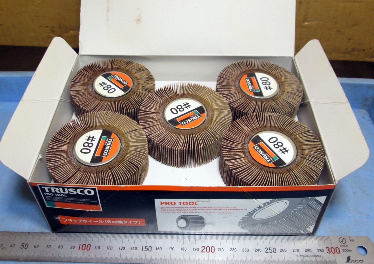 K979 6mm軸 フラップホイール TRUSCO UF8025 #80 5点セット 置古し未使用品!拍卖