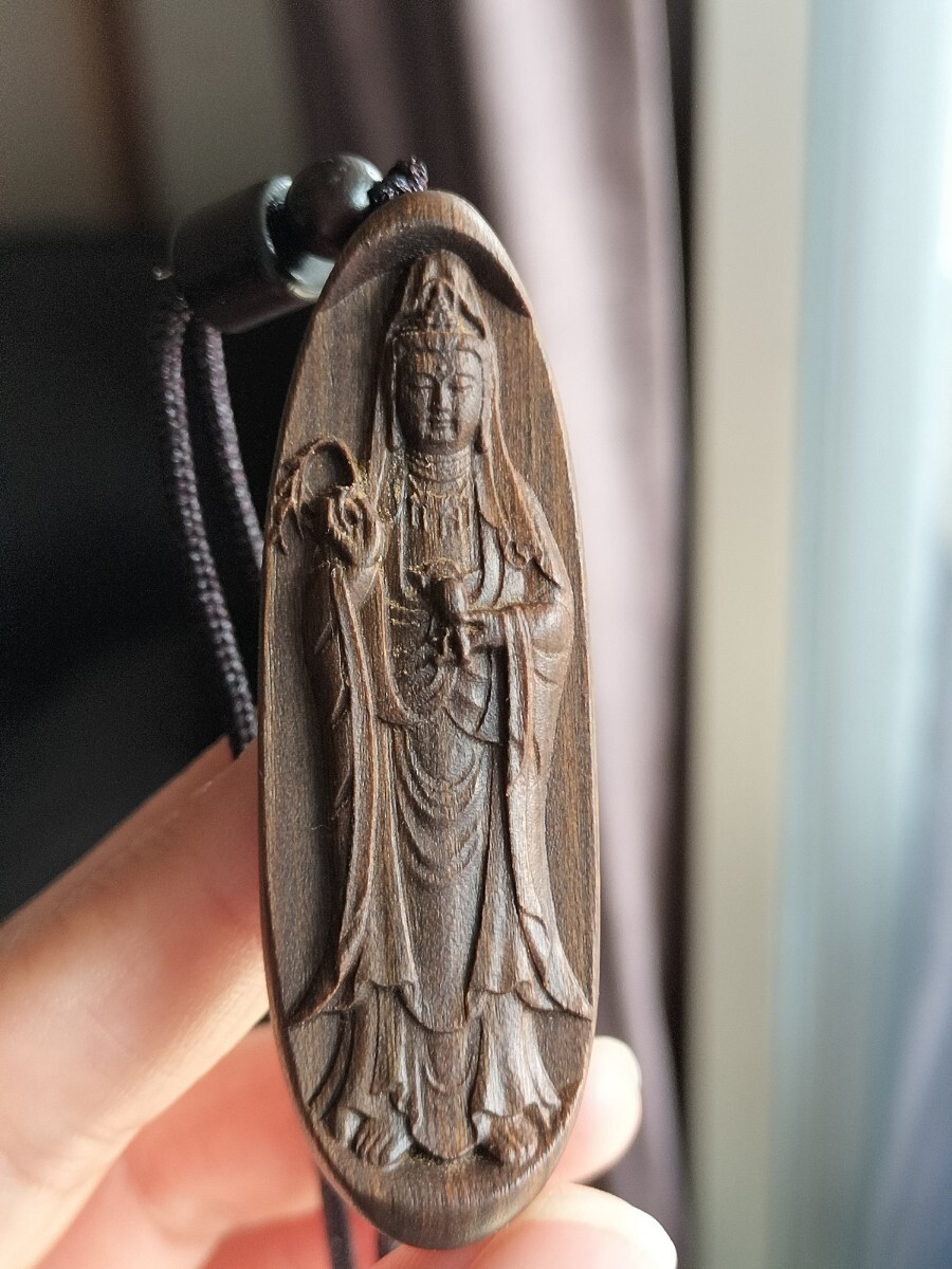 天然沈香 観音彫り ネックレス いい香りあり ペンダント拍卖