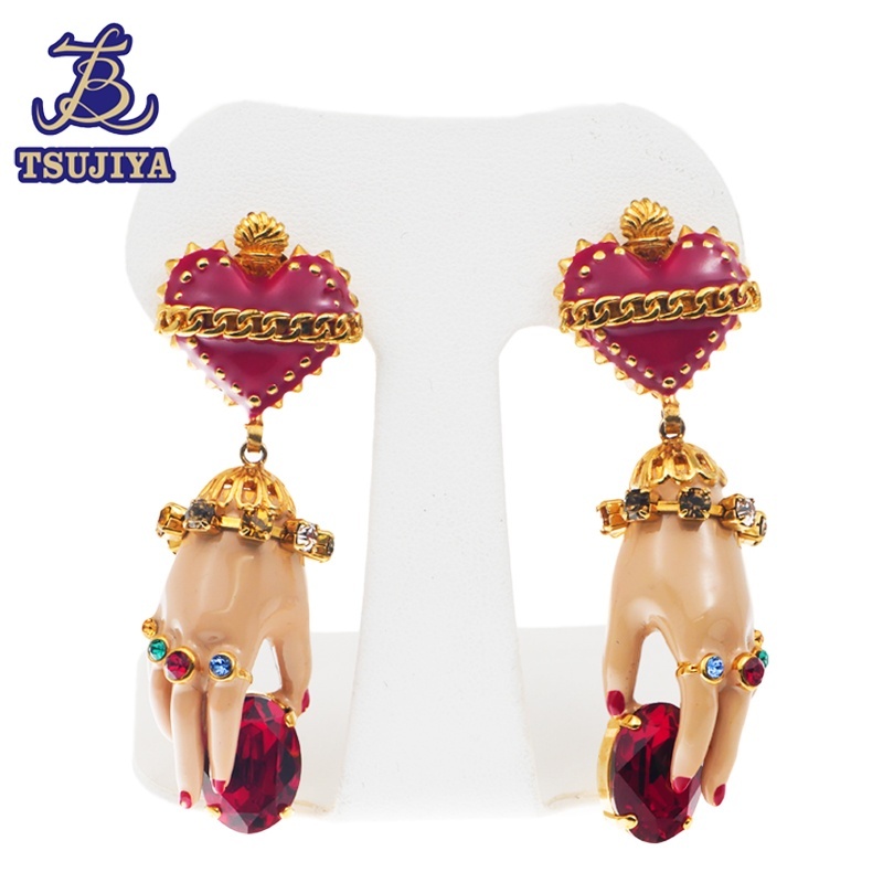 中古AB DOLCE&GABBANA ドルチェ&ガッバーナ ハンド・ハートモチーフイヤリング 辻屋質店J2797拍卖