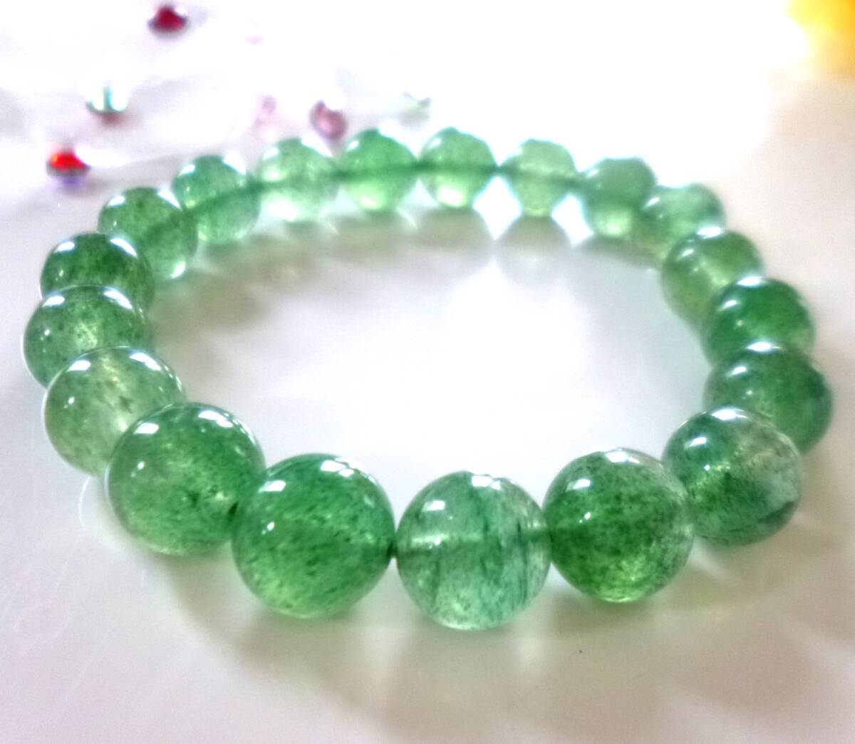 ☆優しい癒しの森☆オーラの深呼吸☆ストレス軽減☆心身サポート☆精神安定☆ ☆アベンチュリンインクォーツ☆ ☆10.5mm☆16cm拍卖