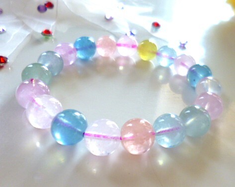 ☆愛のミックスベリル☆宝石質☆綺麗な透明感☆ ☆高品質AAA☆アクアマリン☆モルガナイト☆エメラルド☆ ☆10mm☆ ☆16cm☆拍卖