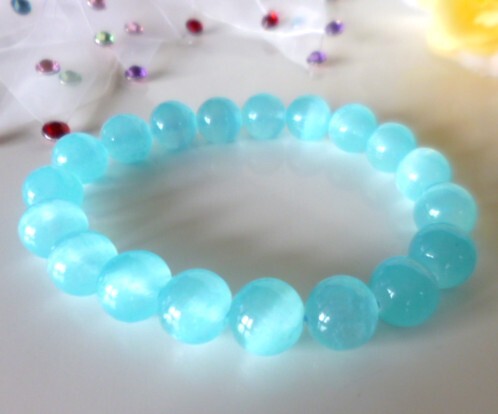 ☆月の女神☆聖母マリアのガラス☆ヒーリングバイブレーション☆高品質AAA☆セレナイト☆☆ミントブルー☆ ☆10mm☆ ☆16cm☆拍卖