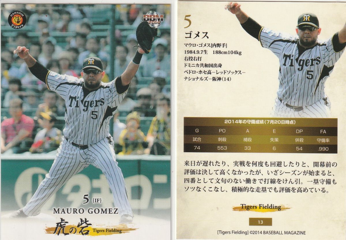 ●2014BBM阪神/虎の砦 【ゴメス】 BASEBALL CARD No.13 R4拍卖