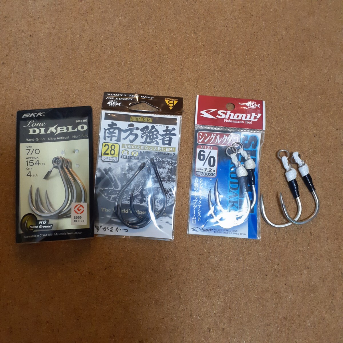 送料無料 大型サイズのフック(南方強者28号 ローンディアブロ7/0 シャウト シングルクダコ 6/0×4)まとめて セットで キハダ GT クエ 拍卖