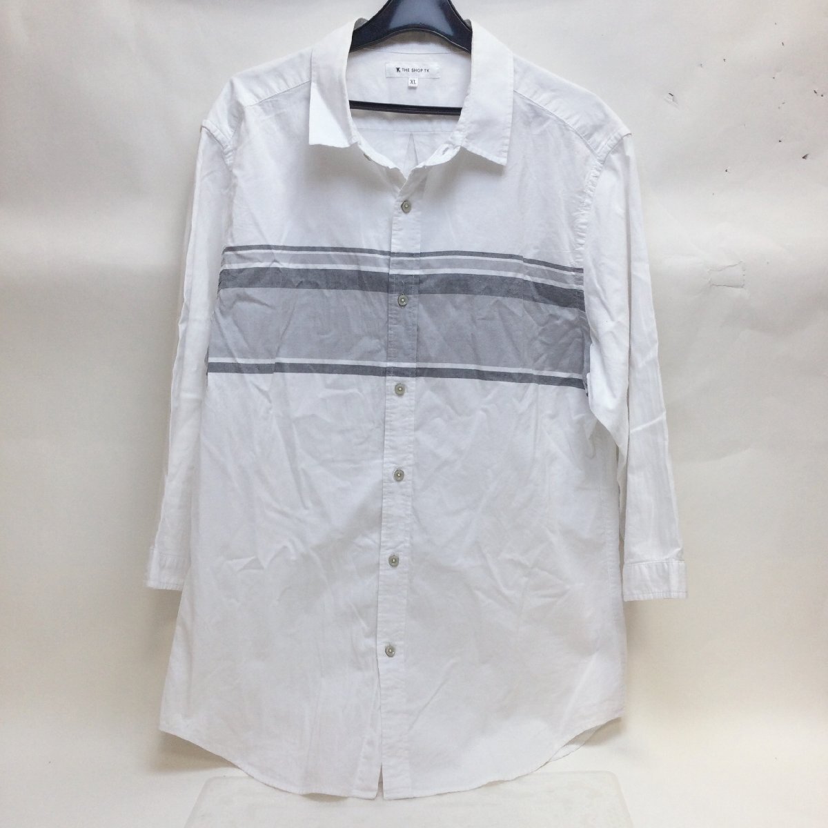 【中古品/CH】タケオキクチ 長袖シャツ 白 ホワイト グレー THE SHOP TK サイズ XL RS0906/00050拍卖