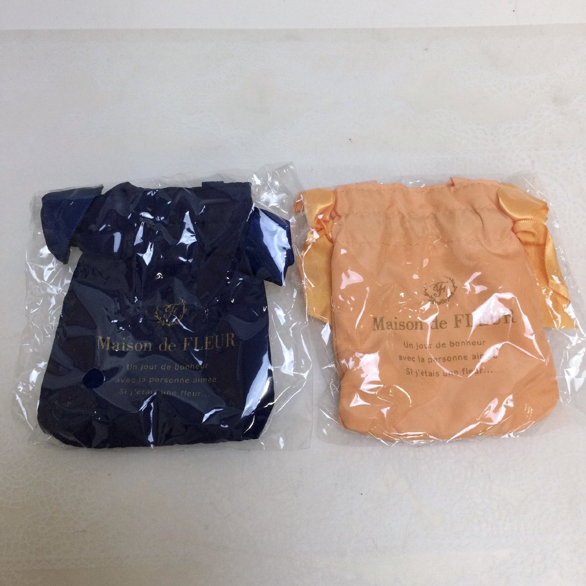 【未使用品/CH 】メゾンドフルール ダブルリボンギャザー ミニ トートバッグキーホルダー ネイビー オレンジ 計2点 RS0918/0000拍卖