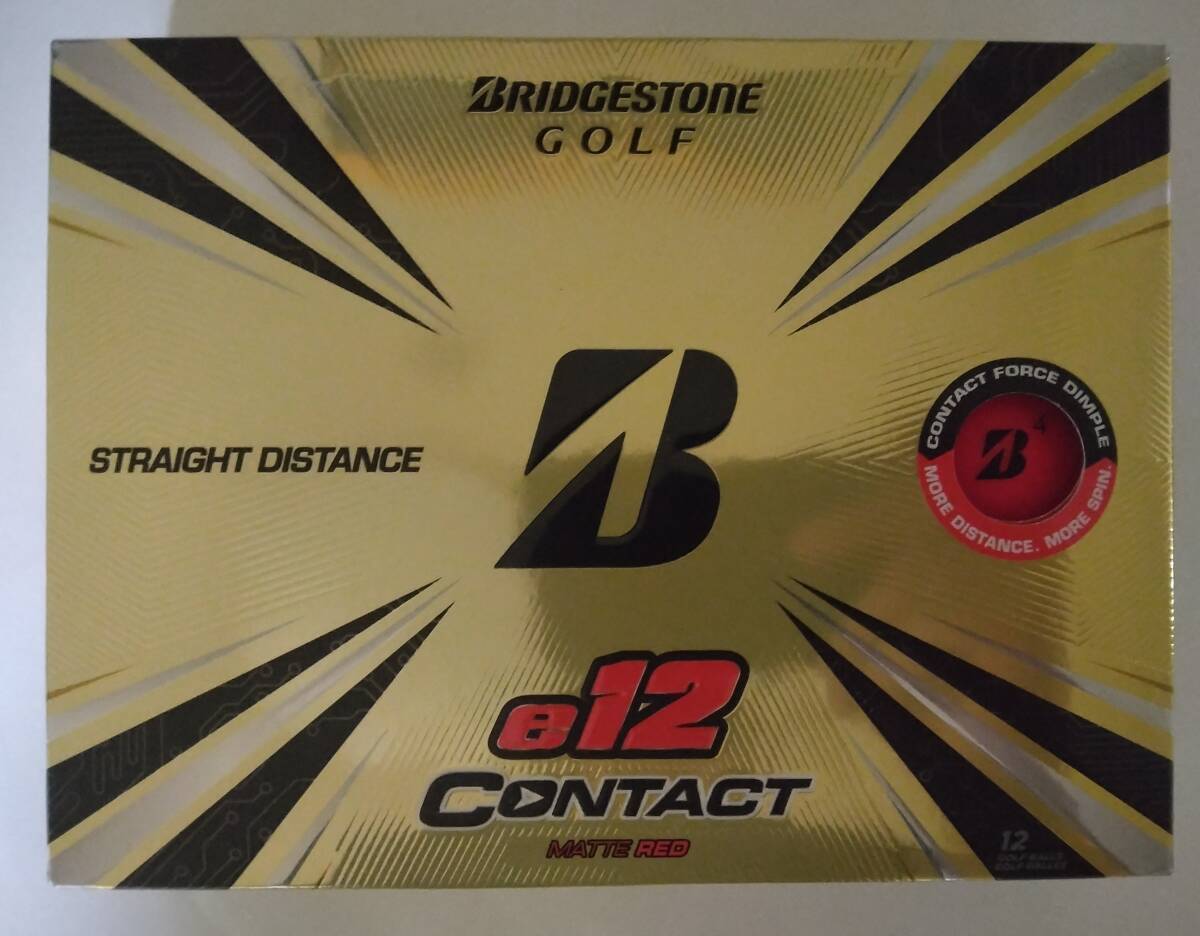 【外箱傷有】 送料無料 新品 ブリヂストン E12 CONTACT マットレッド USモデル 1ダース 2021年 12球 ゴルフボール 赤 コンタクト 3ピース拍卖