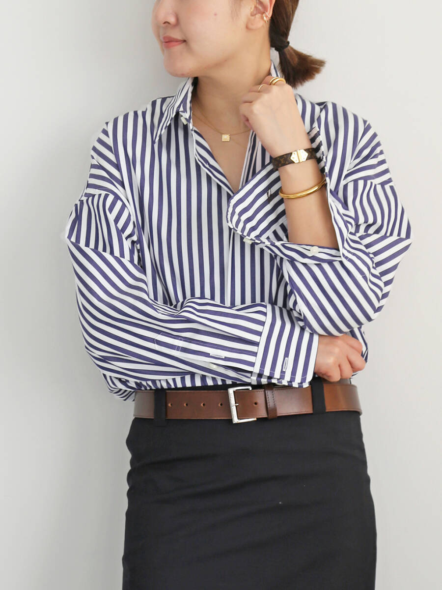 期間限定値下!★希少!新品・未使用!Deuxieme Classe MADISONBLUE ストライプコットンシャツ★39.600-円:試着もしていないお品です拍卖