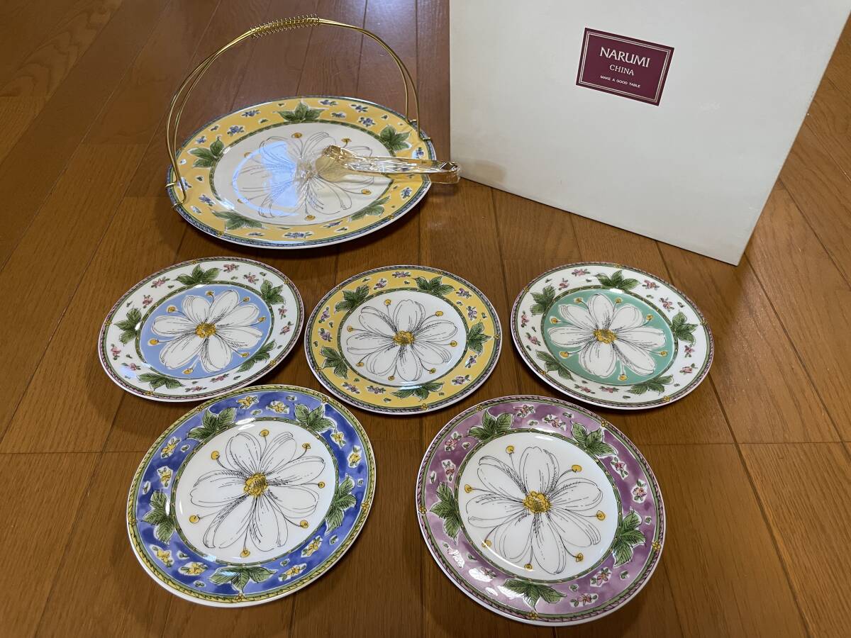 NARUMI ナルミ チャイナ ケーキパーティーセット 大皿1枚 小皿5枚 未使用品拍卖