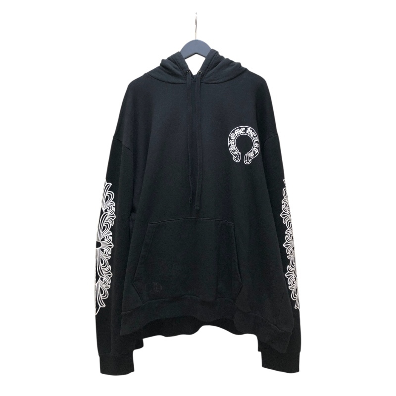 クロムハーツ CHROME HEARTS ホースシュープリント プルオーバー パーカー ブラック コットン パーカー メンズ 中古拍卖