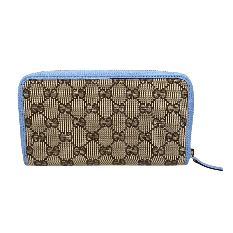 グッチ GUCCI ラウンドロングウォレット 363423 スカイブルー GGキャンバス 長財布 レディース 中古拍卖