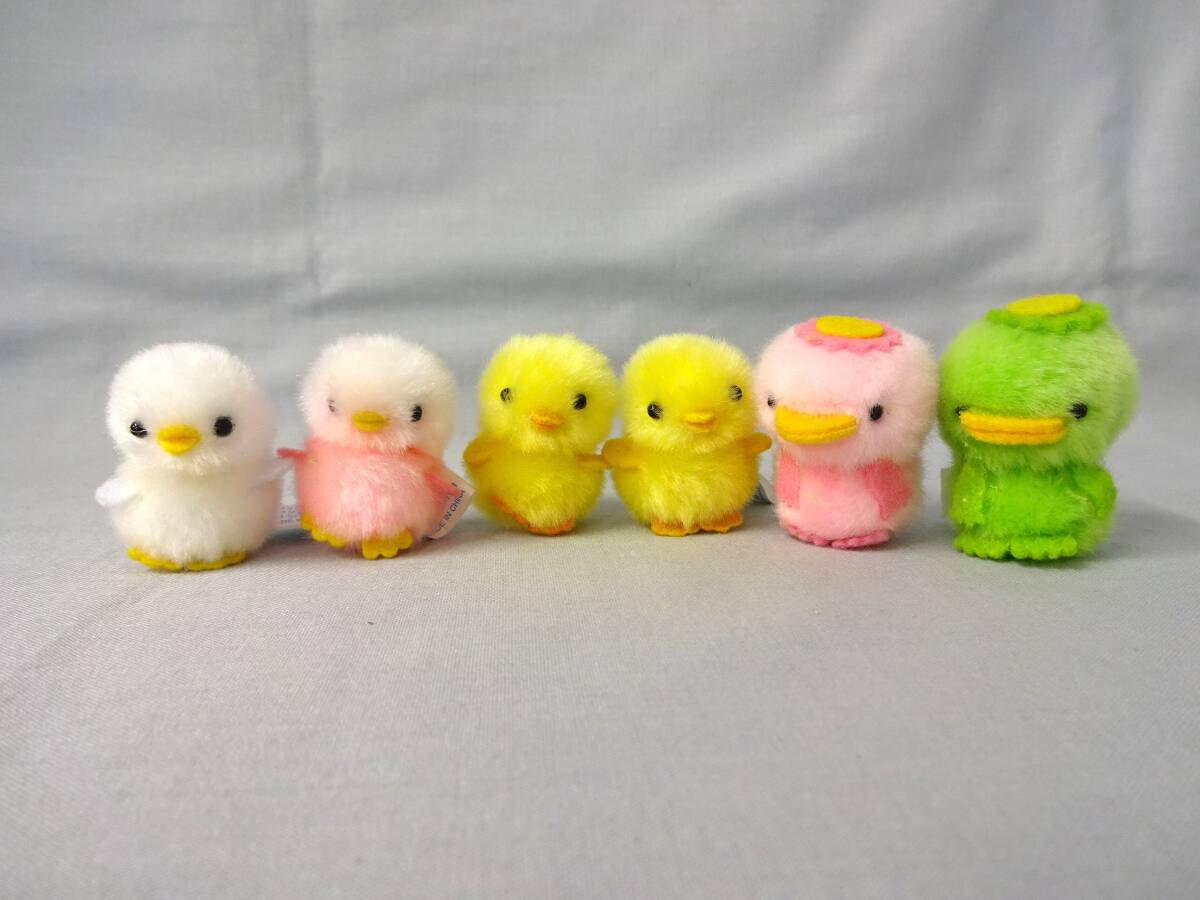 ひよこのおかげ ぴより~な1号 6体セット 高さ:約4cm 高さ:約4.5cm カッパ 黄色 白 ピンク 緑 人形 ぬいぐるみ メジャー ぴよりーな拍卖
