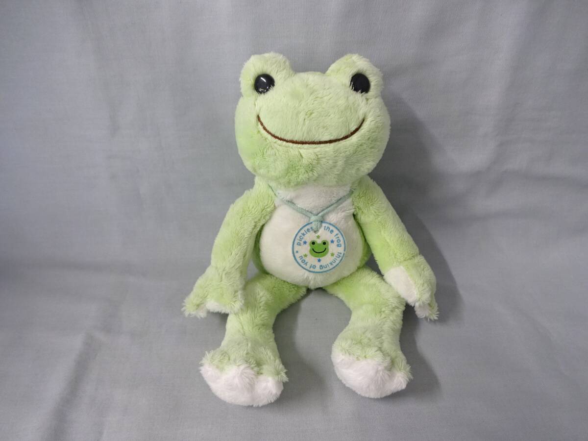 かえるのピクルス ビーンドール ぬいぐるみ 全長:約26cm 座高:約16cm プレート付 pickles the frog thinking of you パステルグリーン拍卖
