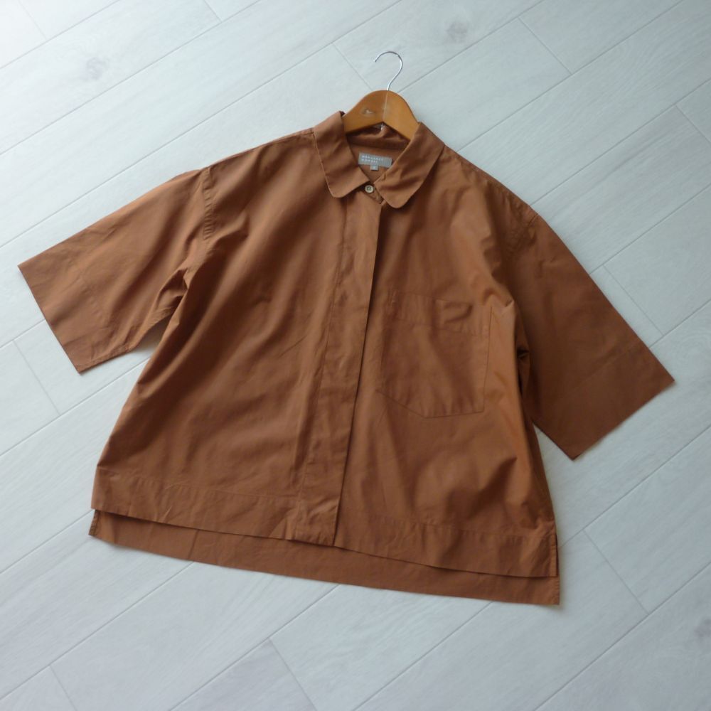 マーガレットハウエル MARGARET HOWELL ゆったりデザイン コットン100% 半端袖 ブラウス シャツ レディース トップス 日本製 サイズⅡ拍卖