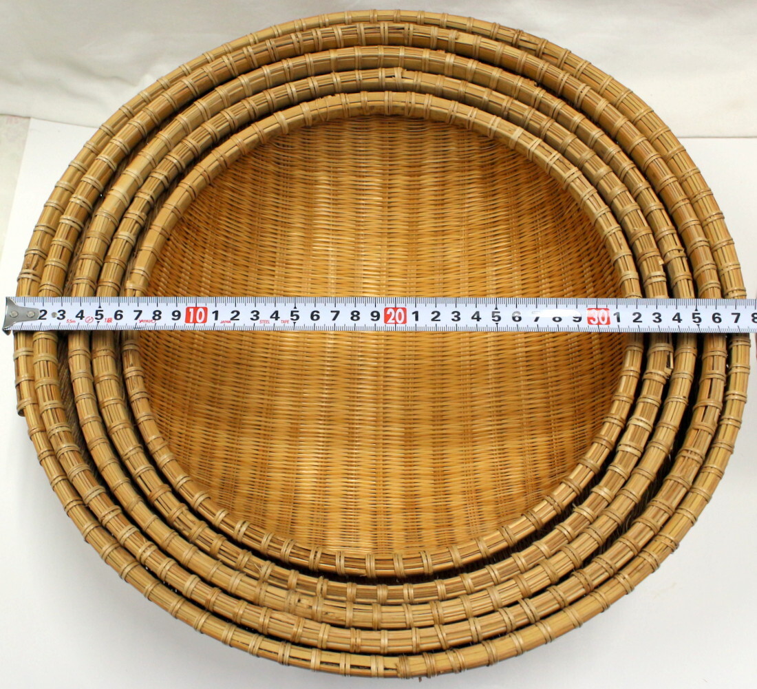 1374/中古・比較的状態がいい/天然素材 竹細工 竹ざる 5個セット ★竹籠 竹かご 竹ザル 深ざる 深ザル 古道具拍卖