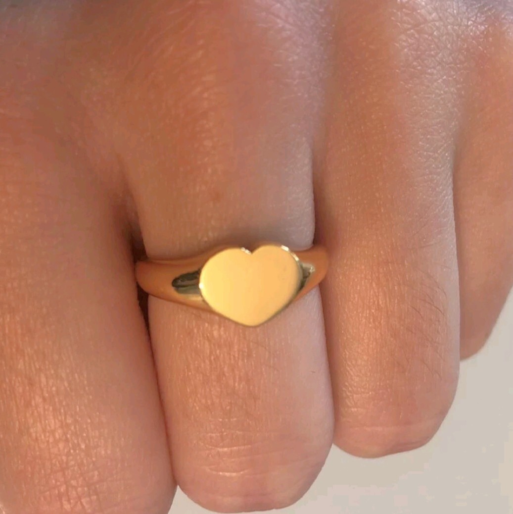 メタリックハートリング ゴールド 12号 指輪 可愛い ペア おそろい #24拍卖