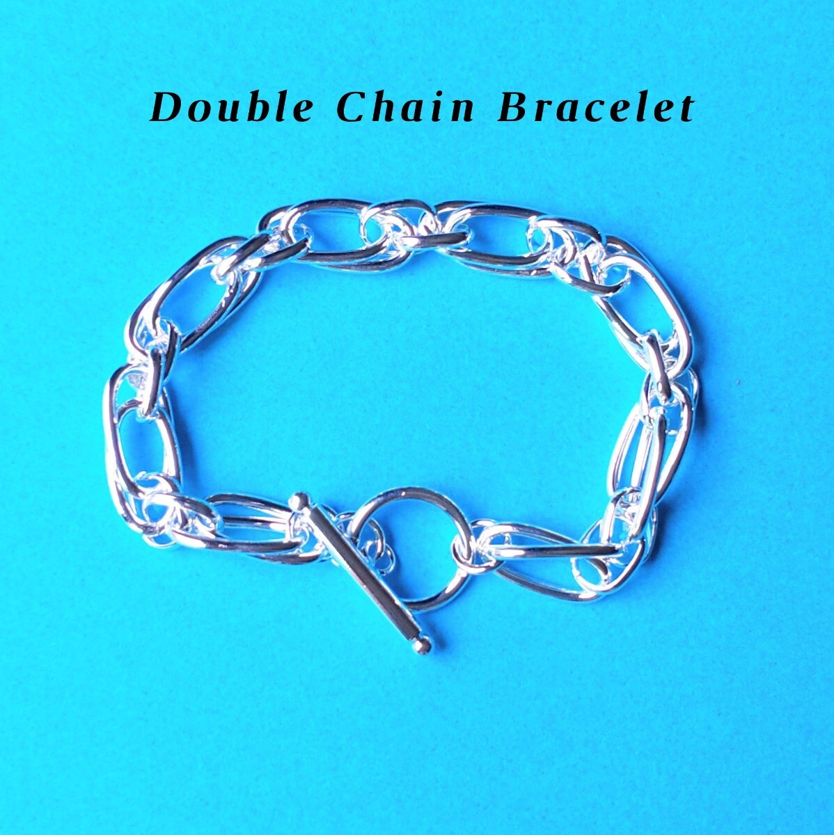 ダブルチェーンブレスレット Tバーマンテル シンプル シルバー 匿名配送#100拍卖