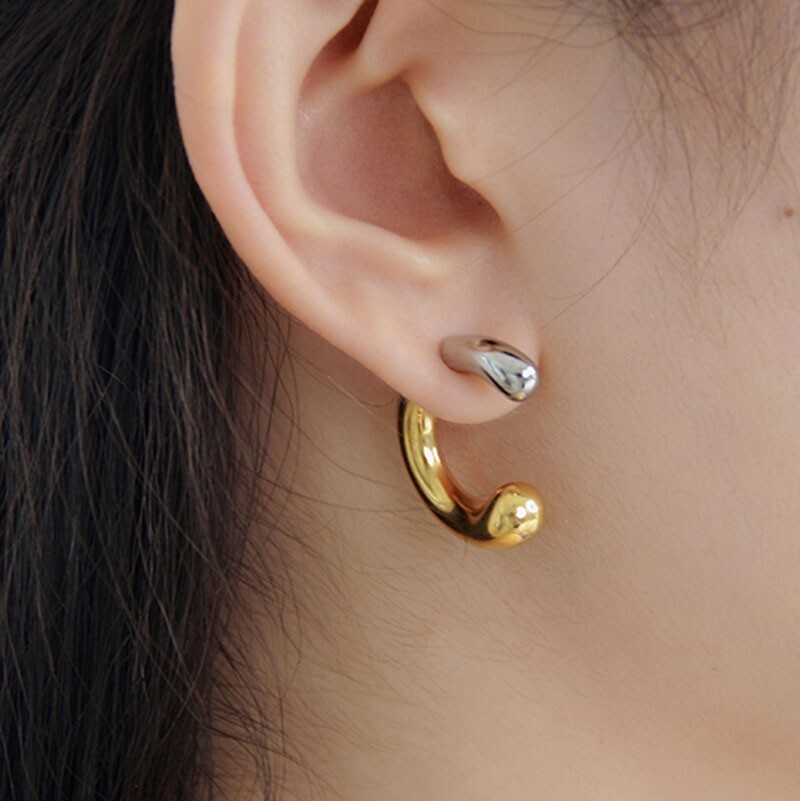 ぽってりティアドロップメタルピアス② MIXカラー Cフープ #52拍卖