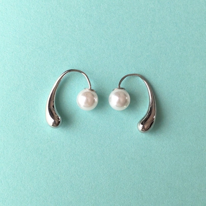2way ティアドロップパールピアス シルバー 入学式 韓国 結婚式 #114g拍卖